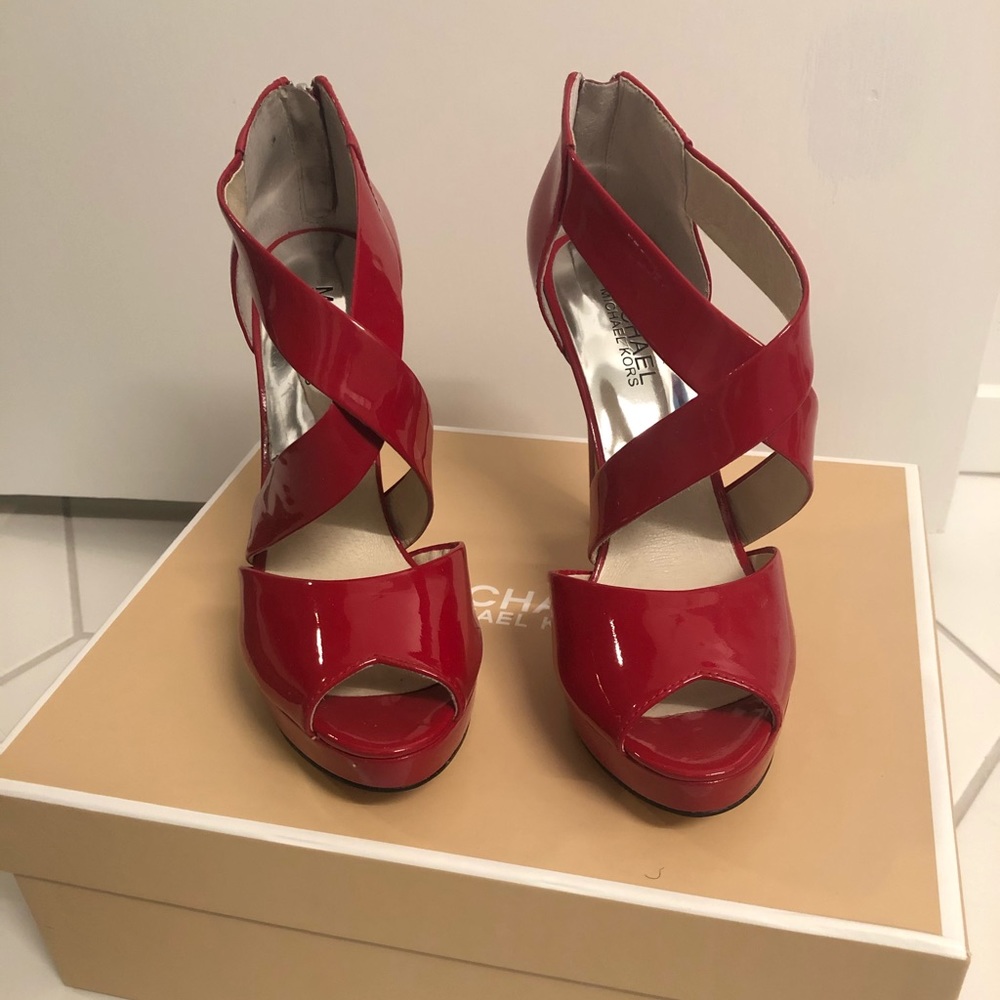 NIB Michael Kors Red Platform Shoes Sz 7.5